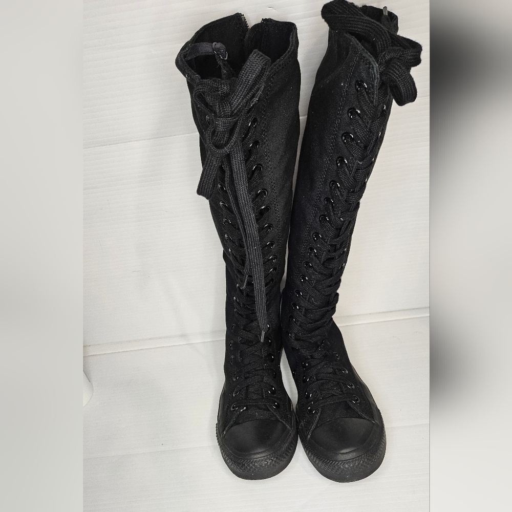 Y2K Black Knee-High Converse Sneakers Women’s Size 8 – Bold Red Laces, Retro Y2K - Picture 6 of 16